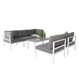 GR18095, Copacabana Lounge Set 5ks - Bílý Alu / Šedý polštář + Parma rozkládací stůl