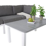 GR18095, Copacabana Lounge Set 5ks - Bílý Alu / Šedý polštář + Parma rozkládací stůl