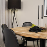 Kruhový stůl Cirebon - 140 cm - Teak / Černá + Polar Matstol - Svart / Svart PU _6