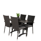Denver Café Table 120*70 - Black Alu / Black Aintwood + křeslo Anna (stohovatelné)