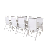 Albany Table - 160/240 - White/Grey - Albany 5:pos Stol - Vit Aluminium/vit textilene/aintwood 8