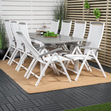 Albany Table - 160/240 - White/Grey - Albany 5:pos Stol - Vit Aluminium/vit textilene/aintwood 8