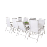 Albany Table - 160/240 - White/Grey - Albany 5:pos Stol - Vit Aluminium/vit textilene/aintwood 8