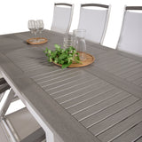 Albany Table - 160/240 - White/Grey - Albany 5:pos Stol - Vit Aluminium/vit textilene/aintwood 8
