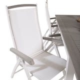 Albany Table - 160/240 - White/Grey - Albany 5:pos Stol - Vit Aluminium/vit textilene/aintwood 8
