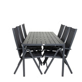 Jídelní stůl Break - 205*90 - Black Alu / Black Aintwood+Break 5:pos Židle - Bl
