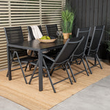 Jídelní stůl Break - 205*90 - Black Alu / Black Aintwood+Break 5:pos Židle - Bl