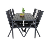 Jídelní stůl Break - 205*90 - Black Alu / Black Aintwood+Break 5:pos Židle - Bl