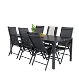 Jídelní stůl Break - 205*90 - Black Alu / Black Aintwood+Break 5:pos Židle - Bl