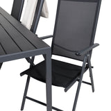 Jídelní stůl Break - 205*90 - Black Alu / Black Aintwood+Break 5:pos Židle - Bl