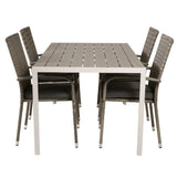 Jídelní stůl Break - Bílá Alu / Šedá Aintwood - 150*90+Anna Arm Chair (stackabl