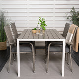 Jídelní stůl Break - Bílá Alu / Šedá Aintwood - 150*90+Anna Arm Chair (stackabl