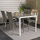 Jídelní stůl Break - Bílá Alu / Šedá Aintwood - 150*90+Anna Arm Chair (stackabl