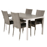 Jídelní stůl Break - Bílá Alu / Šedá Aintwood - 150*90+Anna Arm Chair (stackabl