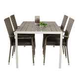 Jídelní stůl Break - Bílá Alu / Šedá Aintwood - 150*90+Anna Arm Chair (stackabl