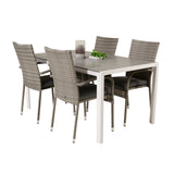Jídelní stůl Break - Bílá Alu / Šedá Aintwood - 150*90+Anna Arm Chair (stackabl