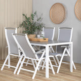 Jídelní stůl Break - Bílá Alu / Šedá Aintwood - 150*90+Albany Chair 5:pos - Whi