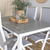 Jídelní stůl Break - Bílá Alu / Šedá Aintwood - 150*90+Albany Chair 5:pos - Whi