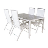 Jídelní stůl Break - Bílá Alu / Šedá Aintwood - 150*90+Albany Chair 5:pos - Whi