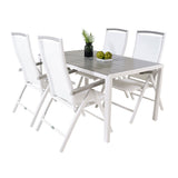 Jídelní stůl Break - Bílá Alu / Šedá Aintwood - 150*90+Albany Chair 5:pos - Whi