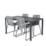 Jídelní stůl Break - 150*90 Black Alu / Black Aintwood +Lindos Jídelní židle - Bl