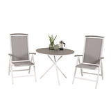 Parma cafébord ø90 - Bílá Alu / Šedá Aintwood+Albany Chair 5:pos - Bílá Alu / Šedá textilie / Aintwood_2