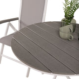 Parma cafébord ø90 - Bílá Alu / Šedá Aintwood+Albany Chair 5:pos - Bílá Alu / Šedá textilie / Aintwood_2
