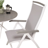 Parma cafébord ø90 - Bílá Alu / Šedá Aintwood+Albany Chair 5:pos - Bílá Alu / Šedá textilie / Aintwood_2