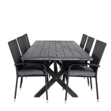 Rives Jídelní stůl 200*100cm - Černá akácie + křeslo Anna (stohovatelné) - Black_6