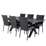 Rives Jídelní stůl 200*100cm - Černá akácie + křeslo Anna (stohovatelné) - Black_6