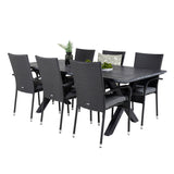 Rives Jídelní stůl 200*100cm - Černá akácie + křeslo Anna (stohovatelné) - Black_6