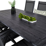 Rives Jídelní stůl 200*100cm - Černá Acacia+Break 5:pos Židle - Black alu / Black Textilene_6