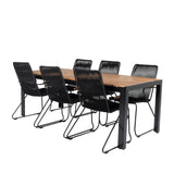 Bois Jídelní stůl 200*100cm - Černé nohy / Akácie + Bois Křeslo - Black Alu /