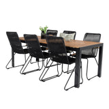 Bois Jídelní stůl 200*100cm - Černé nohy / Akácie + Bois Křeslo - Black Alu /