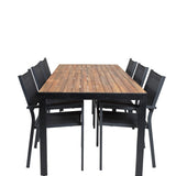 Bois Jídelní stůl 200*100cm - Černé nohy / Acacia + Copacabana Arm Chair (stacka