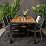 Bois Jídelní stůl 200*100cm - Černé nohy / Acacia + Copacabana Arm Chair (stacka