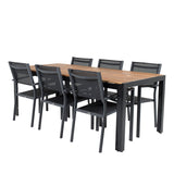 Bois Jídelní stůl 200*100cm - Černé nohy / Acacia + Copacabana Arm Chair (stacka