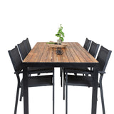 Bois Jídelní stůl 200*100cm - Černé nohy / Acacia + Copacabana Arm Chair (stacka