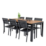 Bois Jídelní stůl 200*100cm - Černé nohy / Acacia + Copacabana Arm Chair (stacka