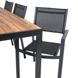 Bois Jídelní stůl 200*100cm - Černé nohy / Acacia + Copacabana Arm Chair (stacka