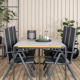 Texas Jídelní stůl 200*100 - Černá Alu / Teak / Šedý kámen ve spreji+Break 5:pos Cha