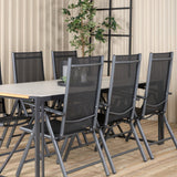 Texas Jídelní stůl 200*100 - Černá Alu / Teak / Šedý kámen ve spreji+Break 5:pos Cha