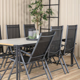 Texas Jídelní stůl 200*100 - Černá Alu / Teak / Šedý kámen ve spreji+Break 5:pos Cha