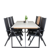 Texas Jídelní stůl 200*100 - Černá Alu / Teak / Šedý kámen ve spreji+Break 5:pos Cha