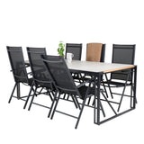 Texas Jídelní stůl 200*100 - Černá Alu / Teak / Šedý kámen ve spreji+Break 5:pos Cha