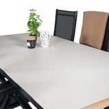 Texas Jídelní stůl 200*100 - Černá Alu / Teak / Šedý kámen ve spreji+Break 5:pos Cha