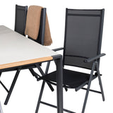 Texas Jídelní stůl 200*100 - Černá Alu / Teak / Šedý kámen ve spreji+Break 5:pos Cha