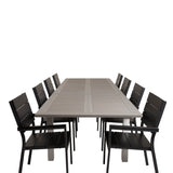 Jídelní stůl Albany 224/324*100 - Bílá Alu / Šedá židle Aintwood+Levels Chair (stacka