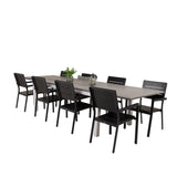 Jídelní stůl Albany 224/324*100 - Bílá Alu / Šedá židle Aintwood+Levels Chair (stacka