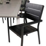 Jídelní stůl Albany 224/324*100 - Bílá Alu / Šedá židle Aintwood+Levels Chair (stacka